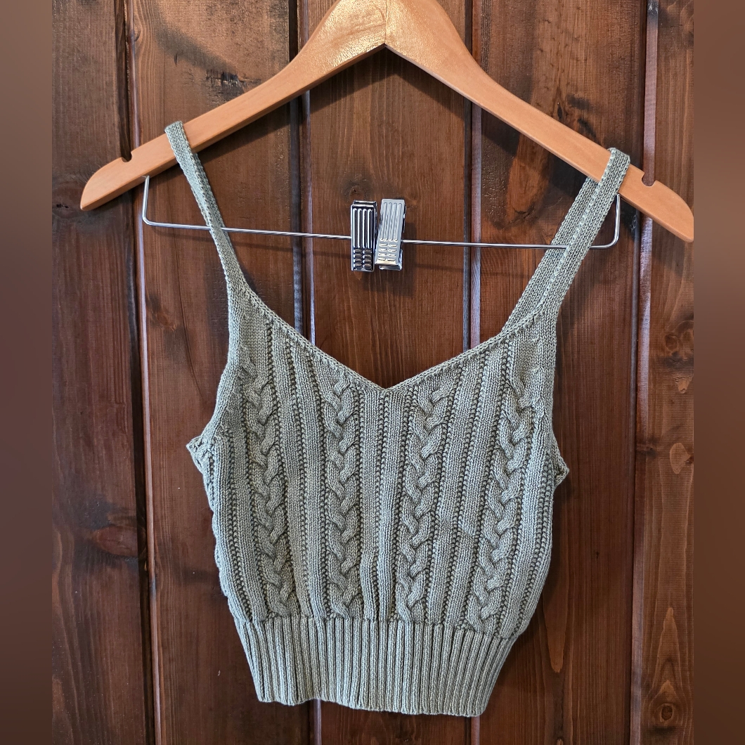 American Eagle Outfitters Cable Knit Green Camisole